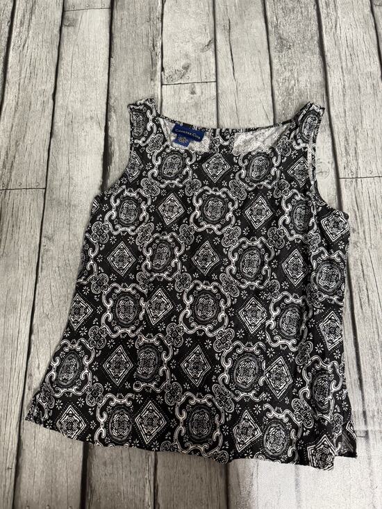 Charter Club Tops - Women’s Charter Club 100% Linen Sleeveless Blouse Black White Button Back Sz 10